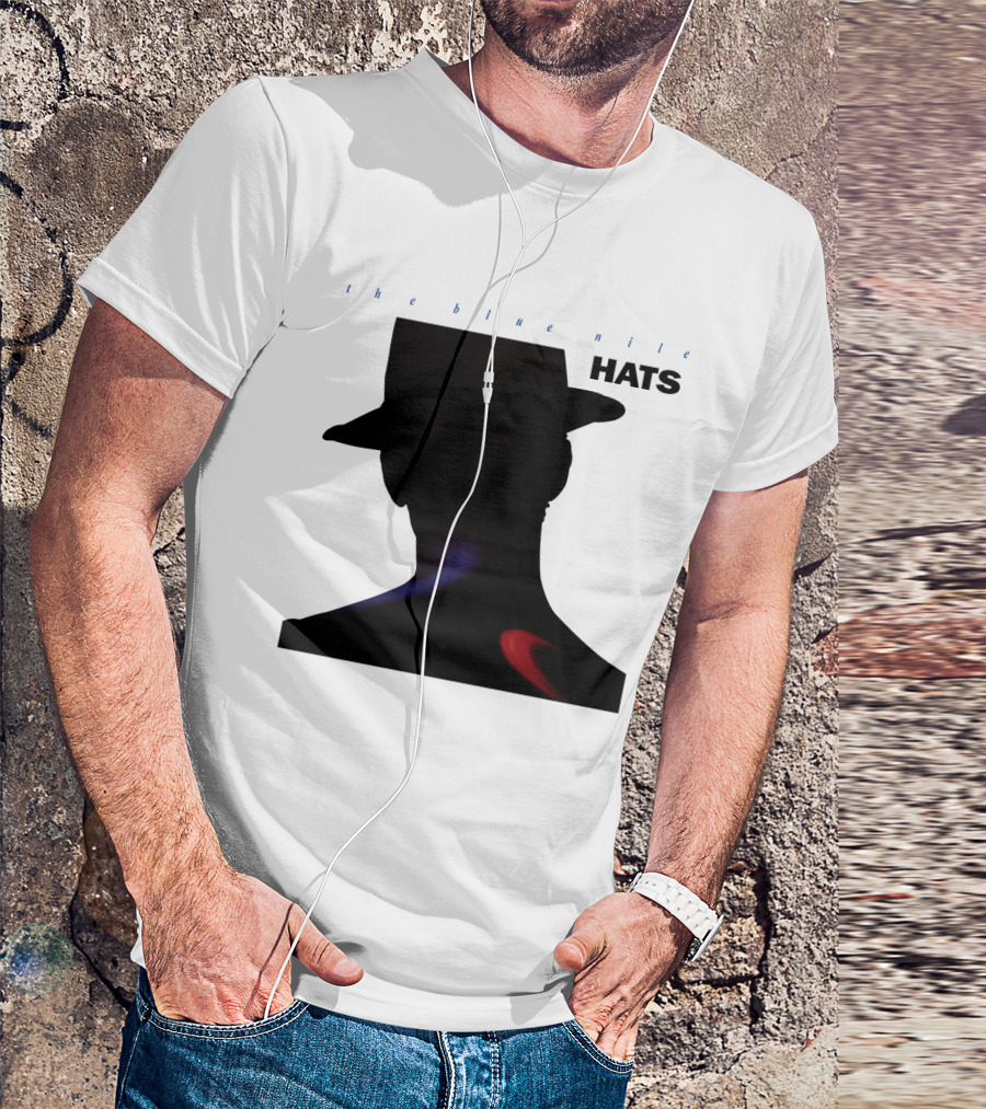 The Blue Nile Hats Silhouette With Hat In Black And Blue Accents T-Shirt