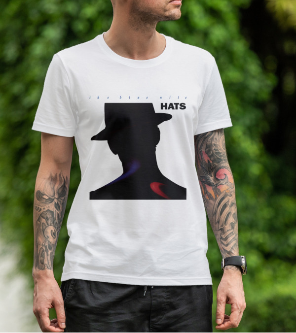 The Blue Nile Hats Silhouette With Hat In Black And Blue Accents T-Shirt