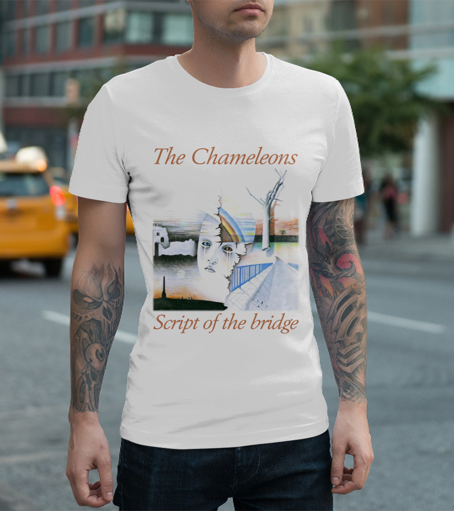 The Chameleons Script of the Bridge Abstract Face and Landscape Art with Trees and Structures T-Shirt