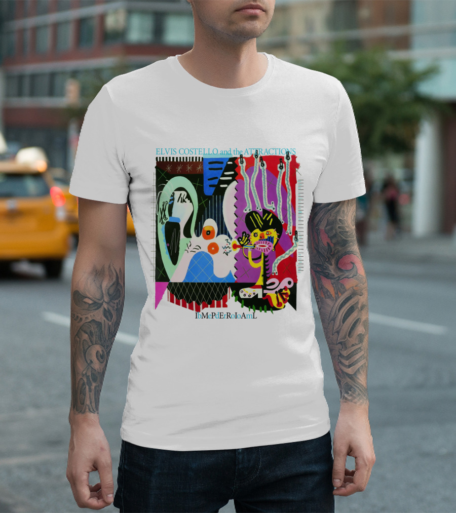 Elvis Costello And The Attractions Ibmepderroioaml Imperial Bedroom Vibrant Abstract Artwork T-Shirt