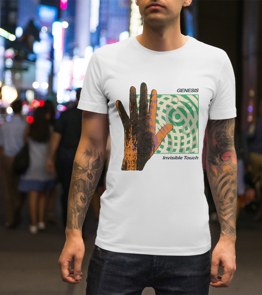 Genesis Invisible Touch Album Cover Art Hand Green T-Shirt