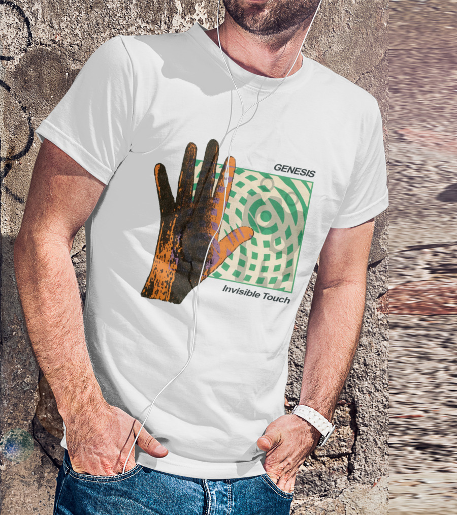 Genesis Invisible Touch Album Cover Art Hand Green T-Shirt