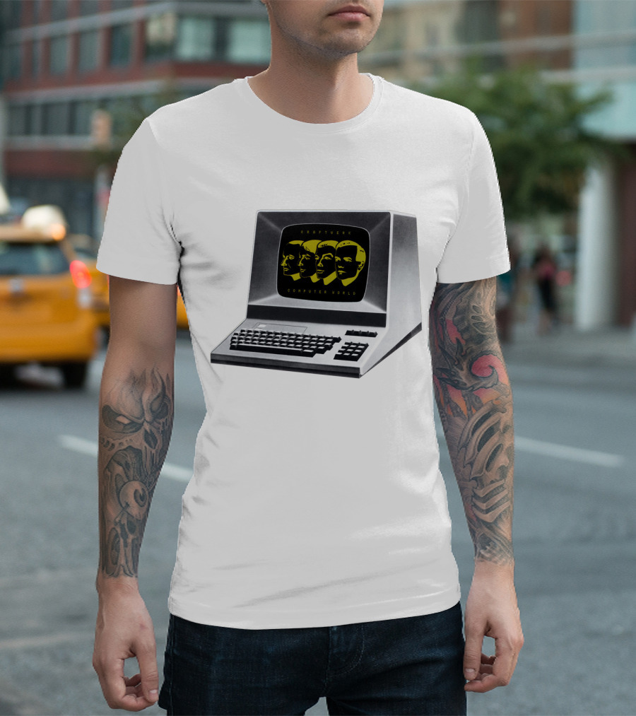 Kraftwerk Computer World Faces on Retro Monitor T-Shirt