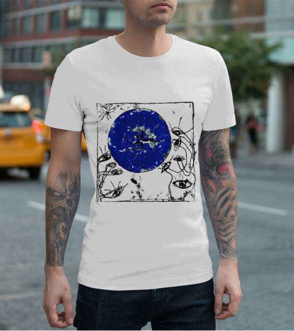 The Cure Wish Album Art Blue Circle With Abstract Eye Drawings T-Shirt