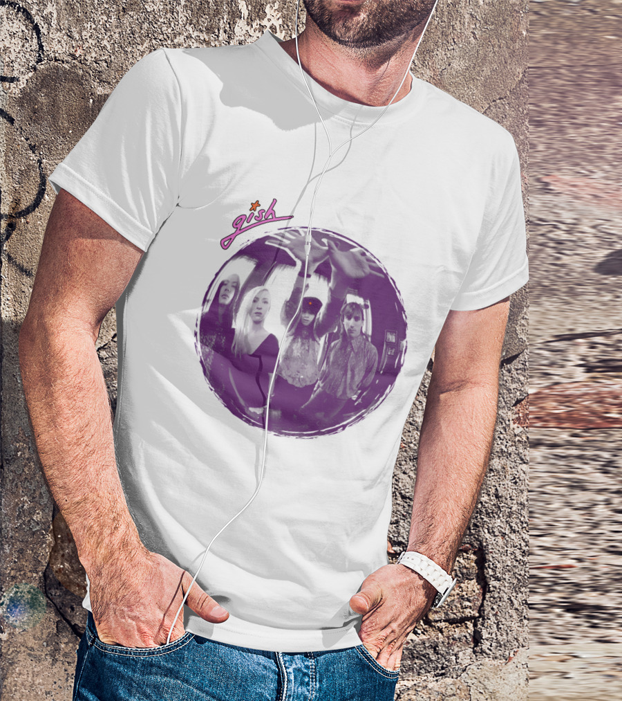 The Smashing Pumpkins Gish Album Band Photo With Purple Circle And Text T-Shirt