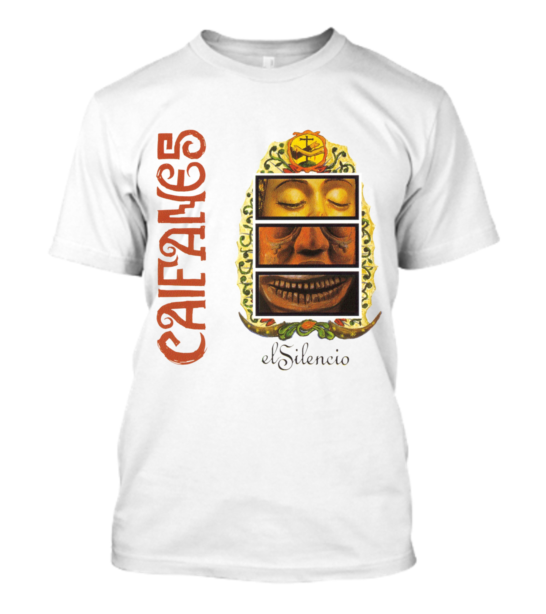 Caifanes El Silencio Aztec-Inspired Face Art In Yellow And Brown T-Shirt