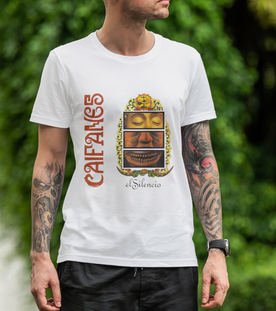 Caifanes El Silencio Aztec-Inspired Face Art In Yellow And Brown T-Shirt
