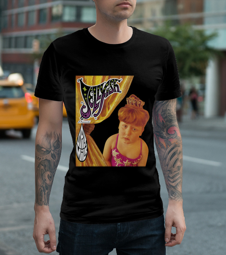 Jellyfish Presents Spilt Milk Girl With Tiara and Curtain T-Shirt