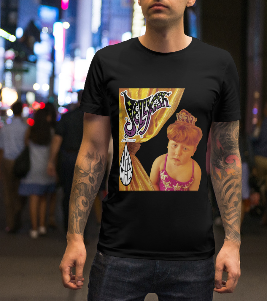 Jellyfish Presents Spilt Milk Girl With Tiara And Curtain T-Shirt