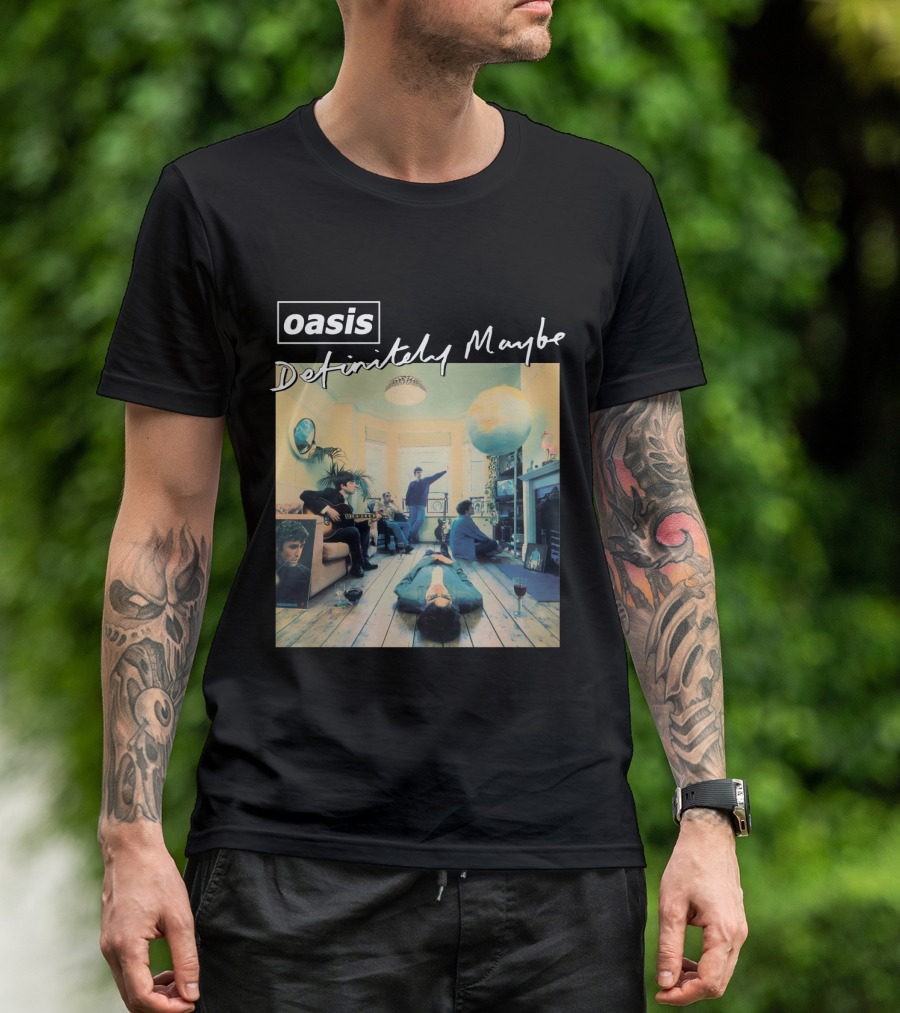 Oasis Definitely Maybe Album Cover Iconic Band Room Scene T-Shirt