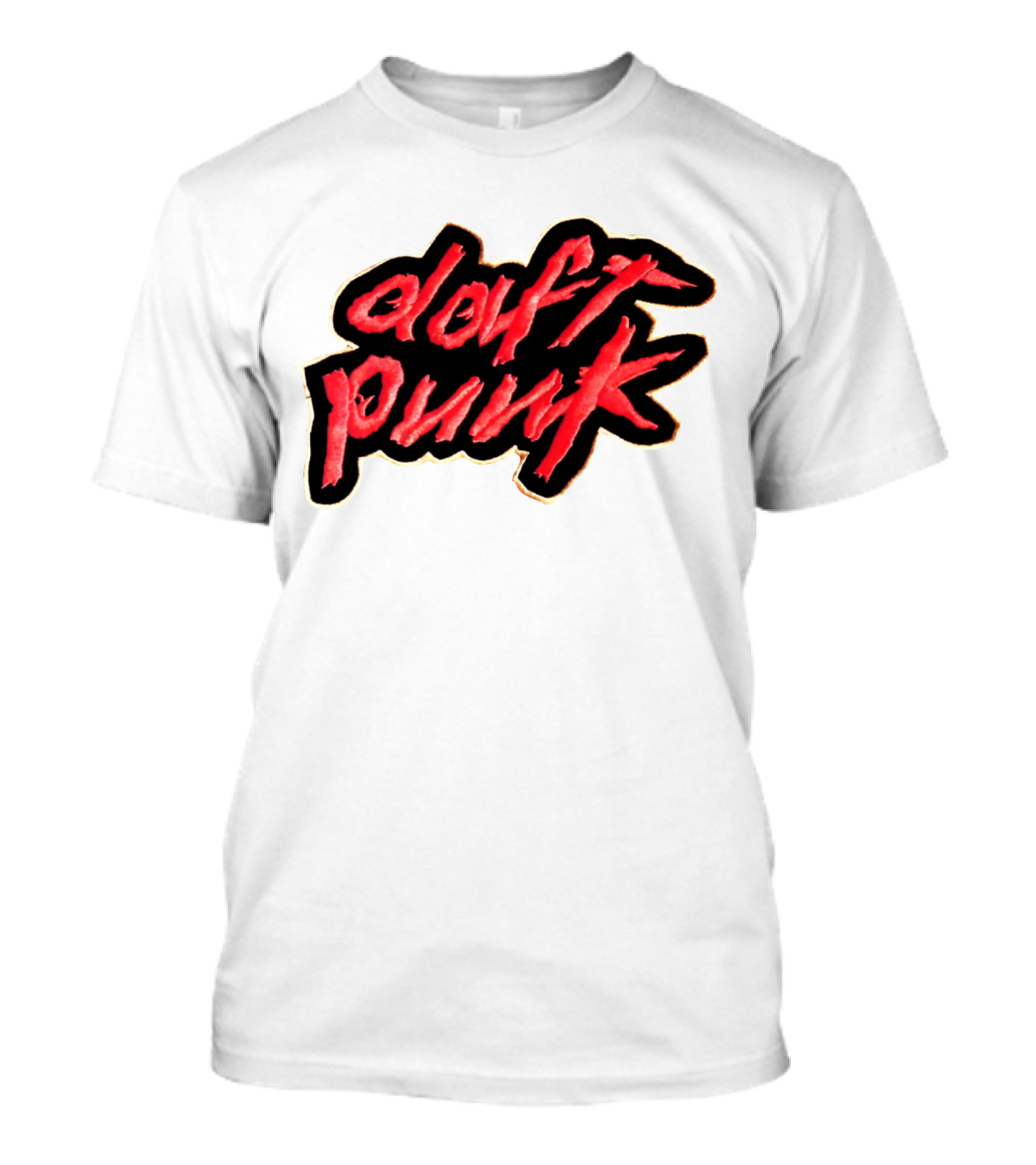Daft Punk Logo Red Stylized Text T-Shirt