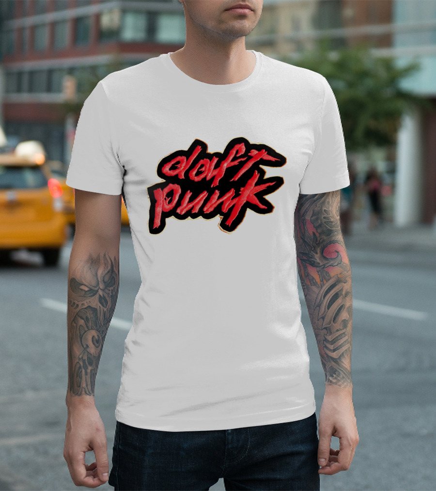 Daft Punk Logo Red Stylized Text T-Shirt