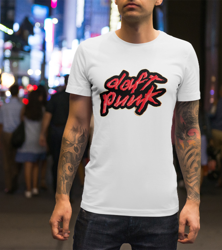 Daft Punk Logo Red Stylized Text T-Shirt