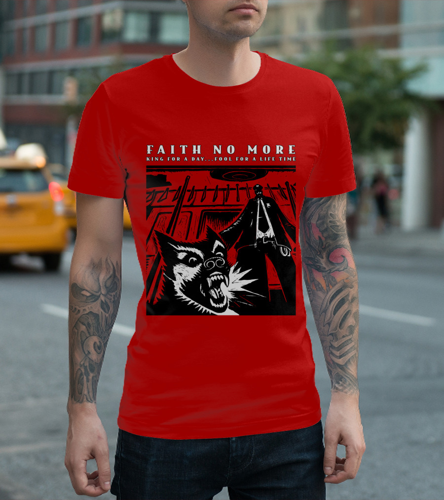 Faith No More King For A Day Fool For A Lifetime Graphic Black and White Dog Scene T-Shirt