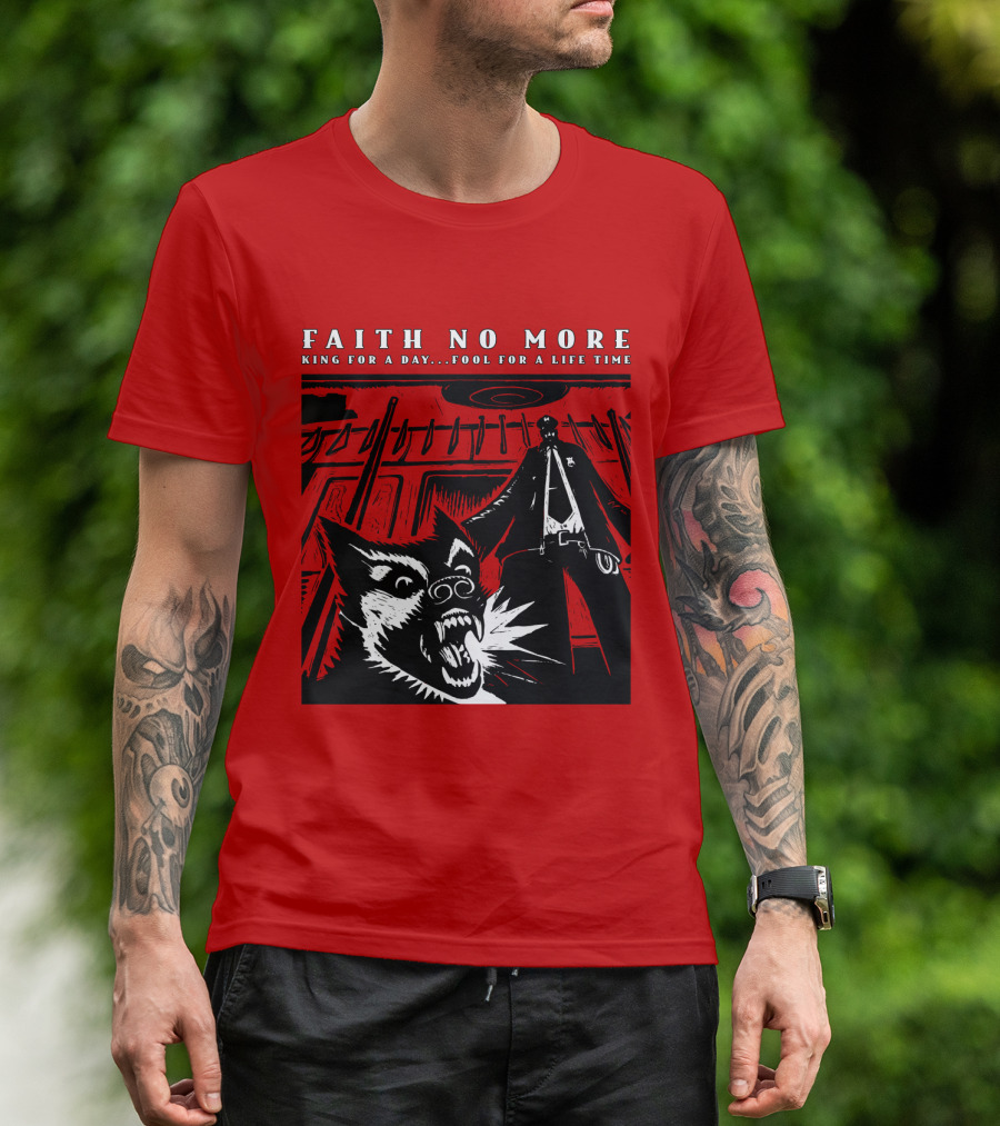 Faith No More King For A Day Fool For A Lifetime Graphic Black And White Dog Scene T-Shirt
