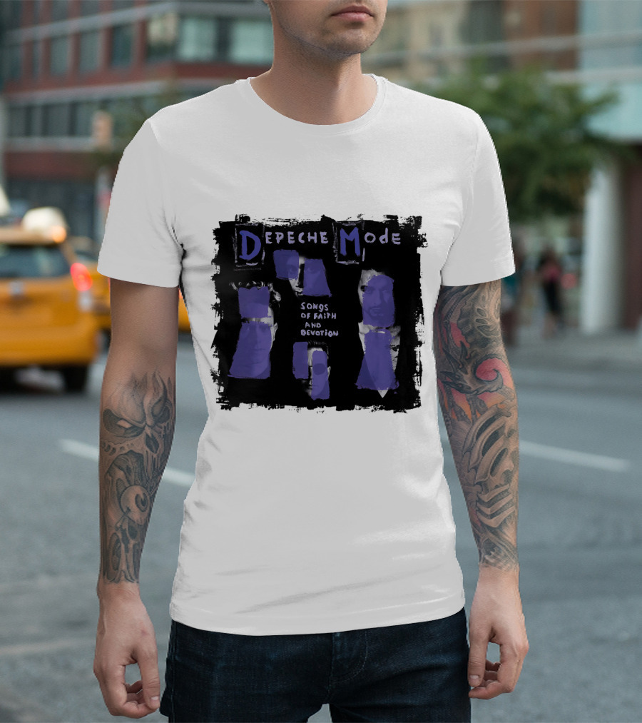 Depeche Mode Songs of Faith and Devotion Album Art Purple Faces T-Shirt