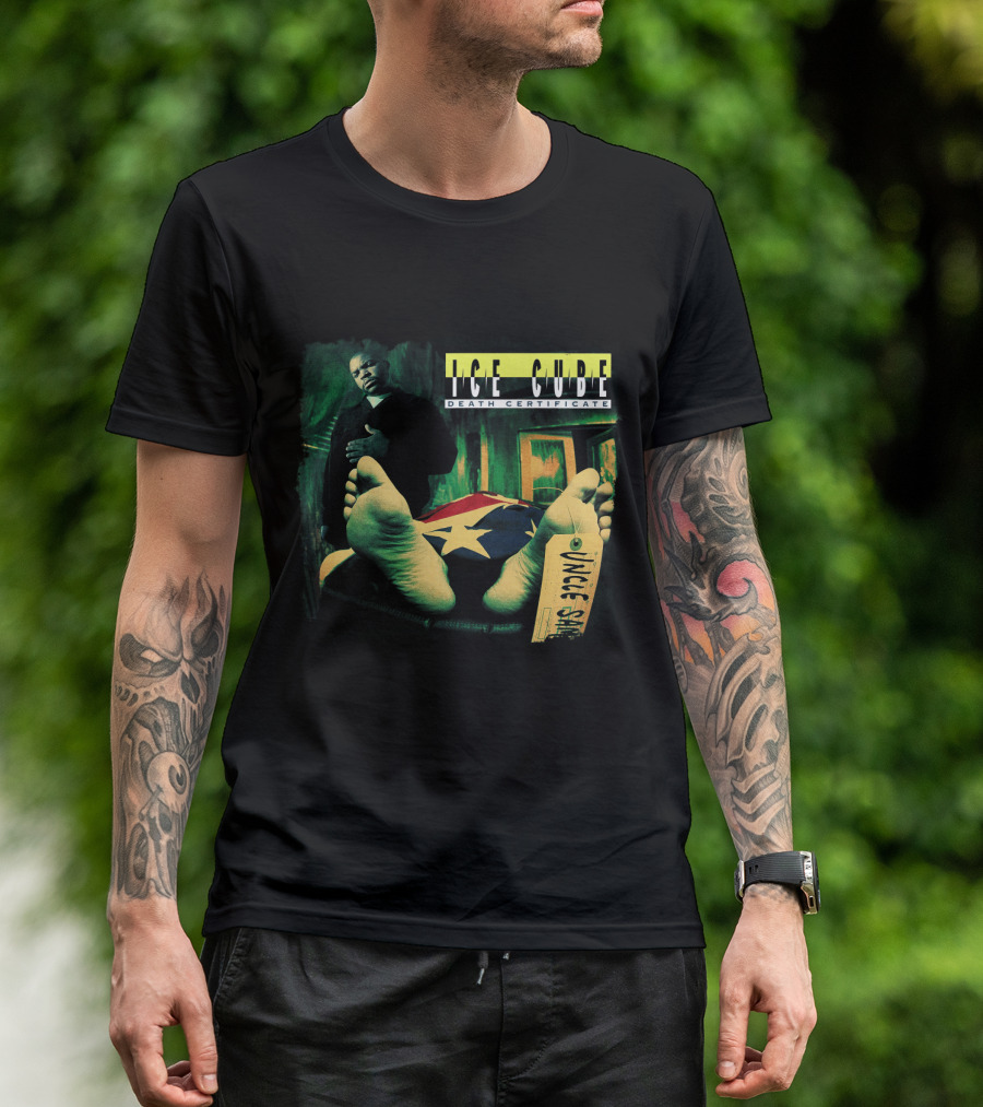 Ice Cube Death Certificate Feet Confederate Flag Uncle Sam Tags T-Shirt