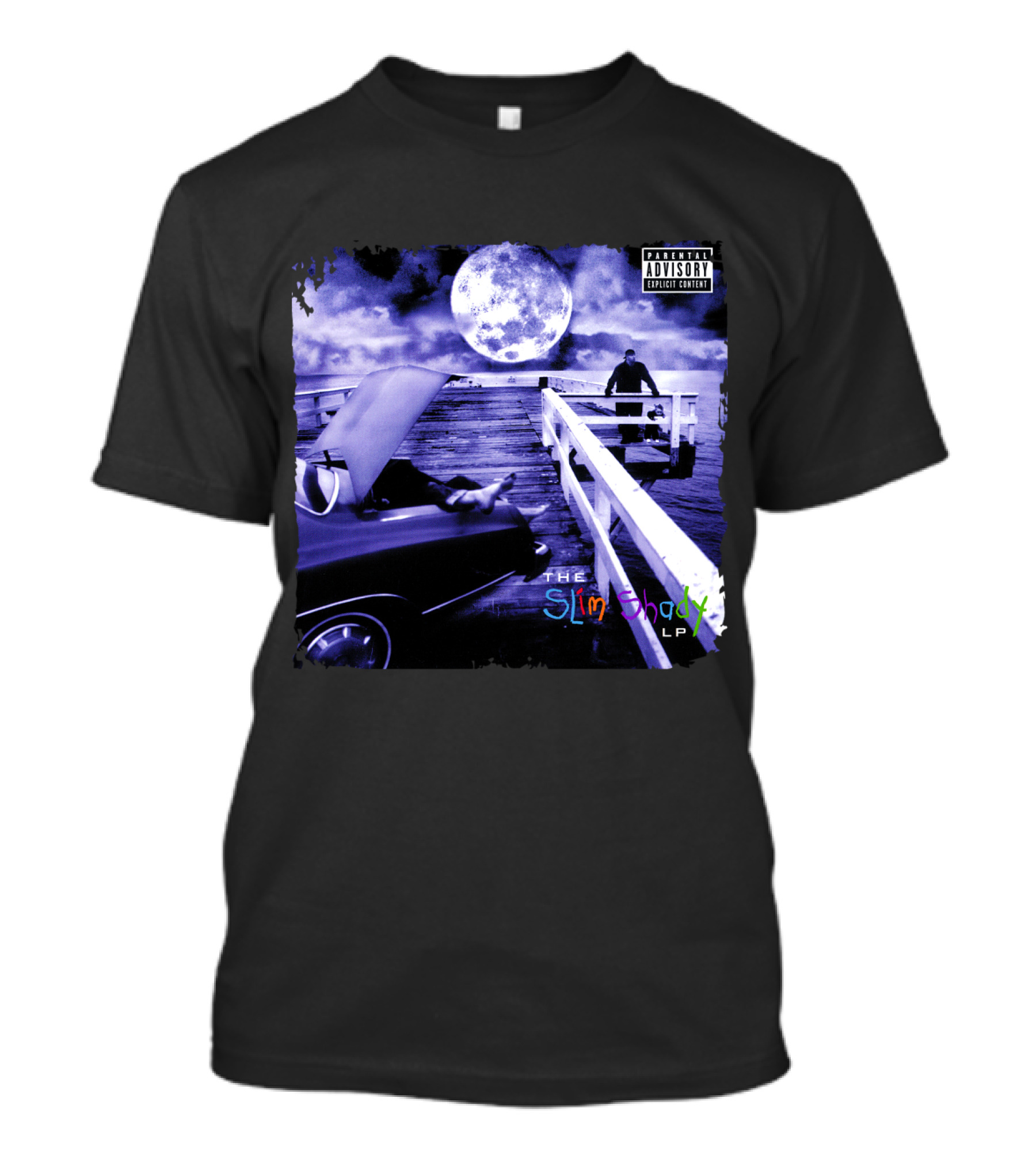 Eminem The Slim Shady LP Explicit Content Dark Purple Pier Moon T-Shirt