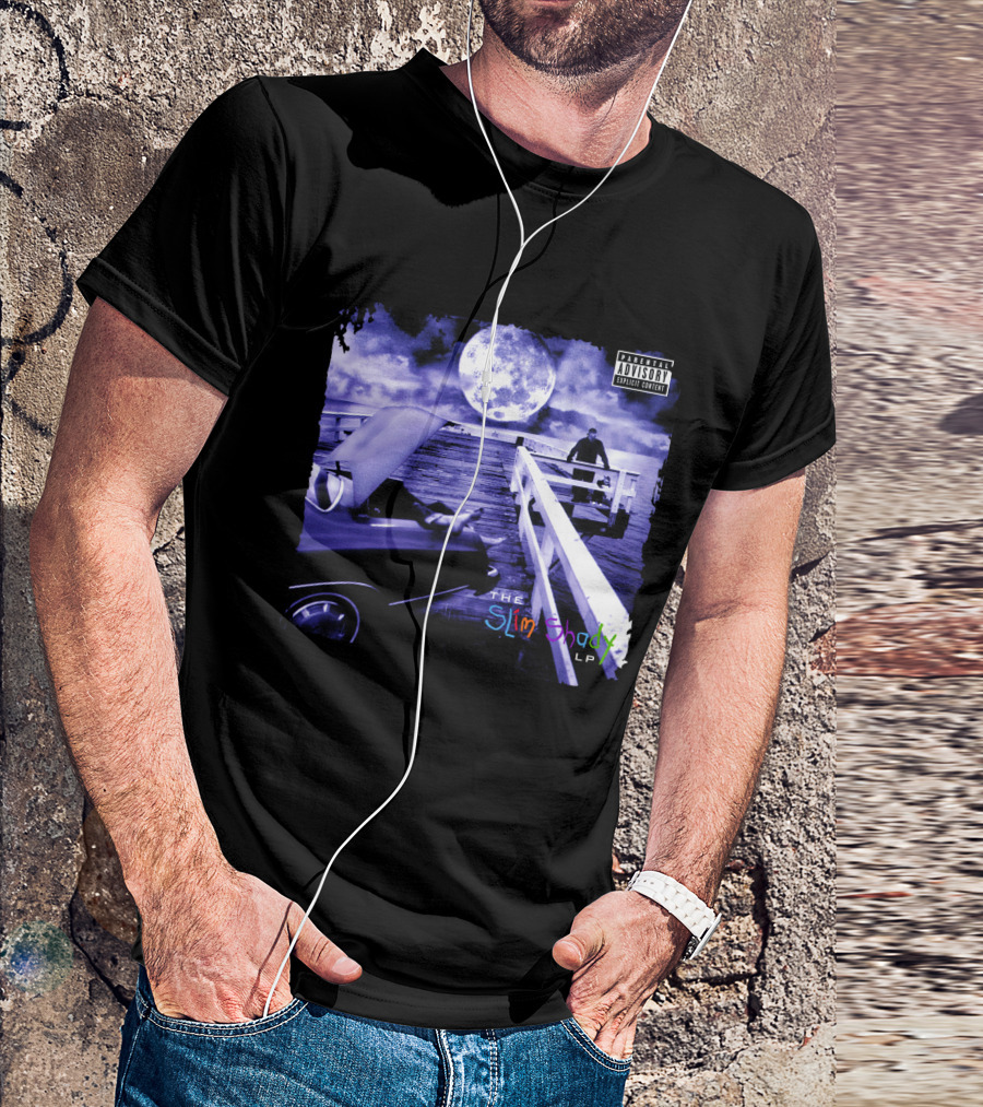 Eminem The Slim Shady LP Explicit Content Dark Purple Pier Moon T-Shirt