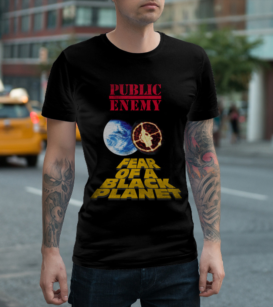 Public Enemy Fear Of A Black Planet Album Cover With Earth And Crosshair Symbol T-Shirt