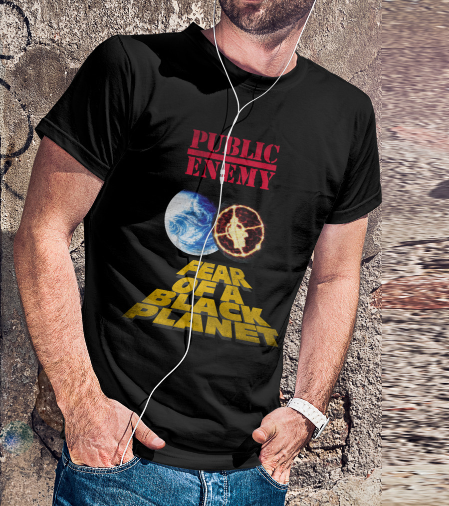 Public Enemy Fear Of A Black Planet Album Cover With Earth And Crosshair Symbol T-Shirt