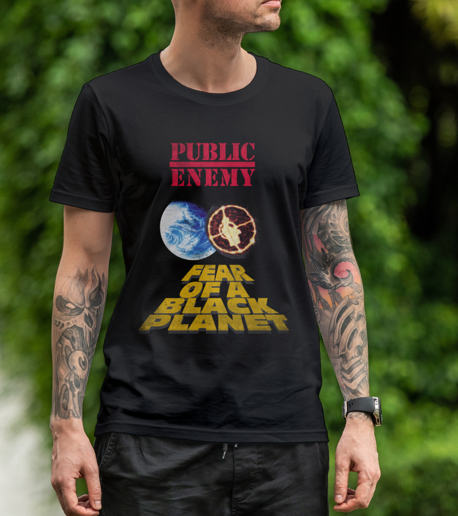Public Enemy Fear Of A Black Planet Album Cover With Earth And Crosshair Symbol T-Shirt
