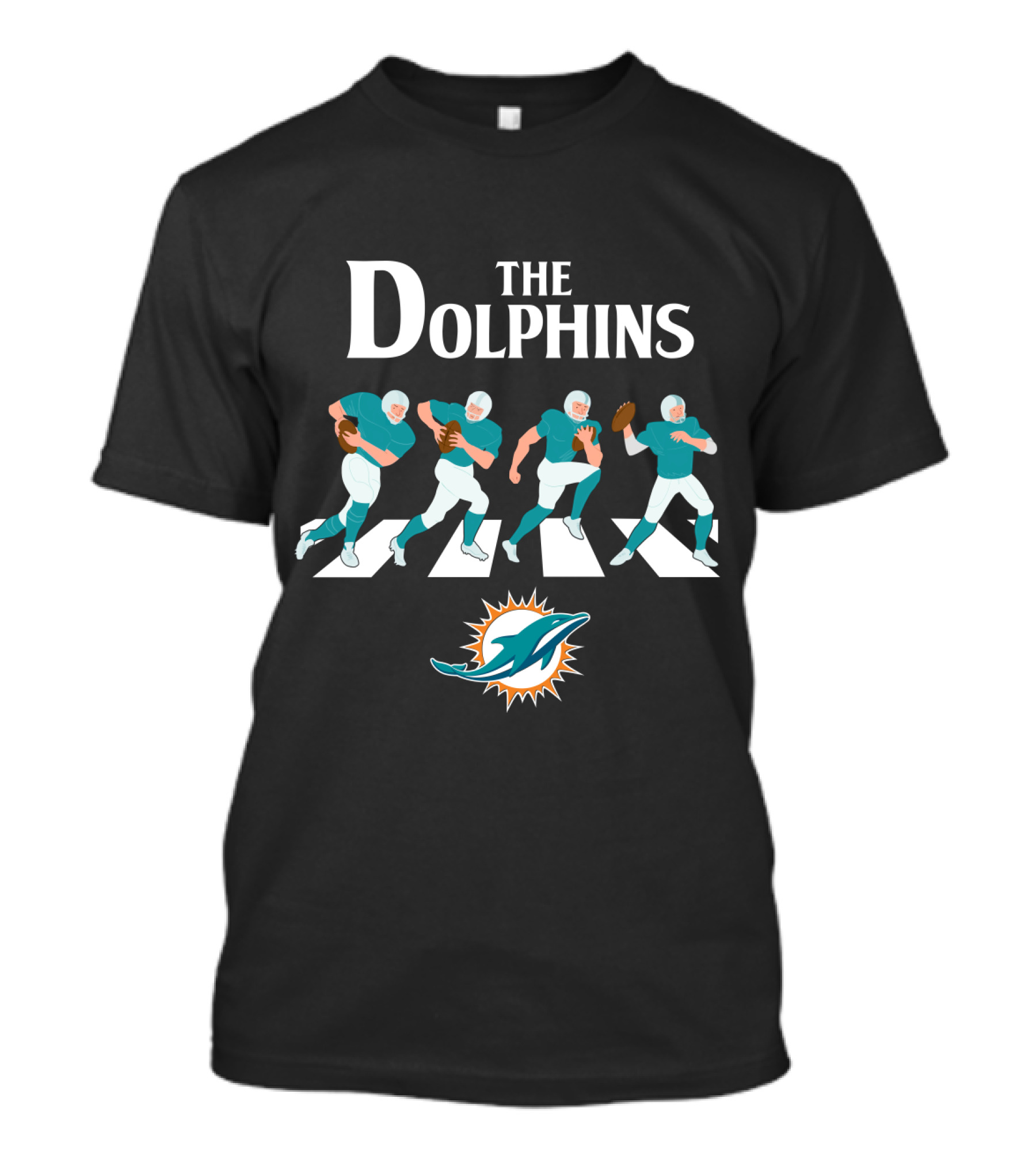 Miami Dolphins Walk The Abbey Road With Iconic Crossing And Football Players T-Shirt
