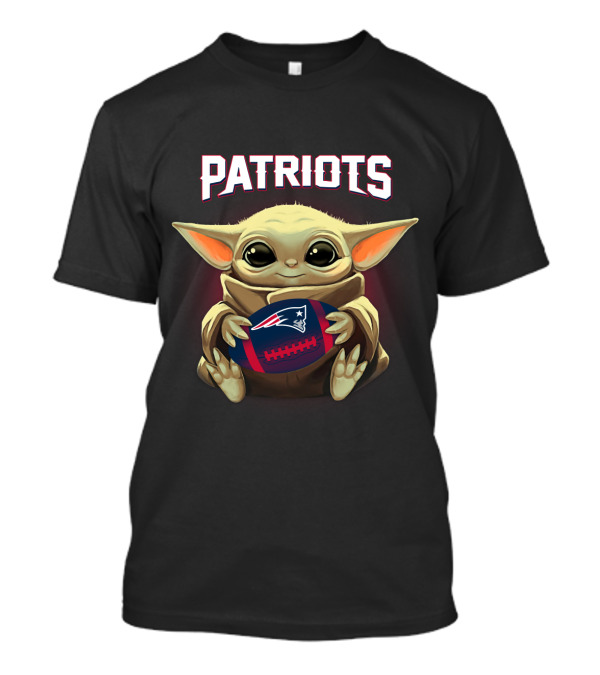 Patriots Baby Yoda Holding New England Football T-Shirt