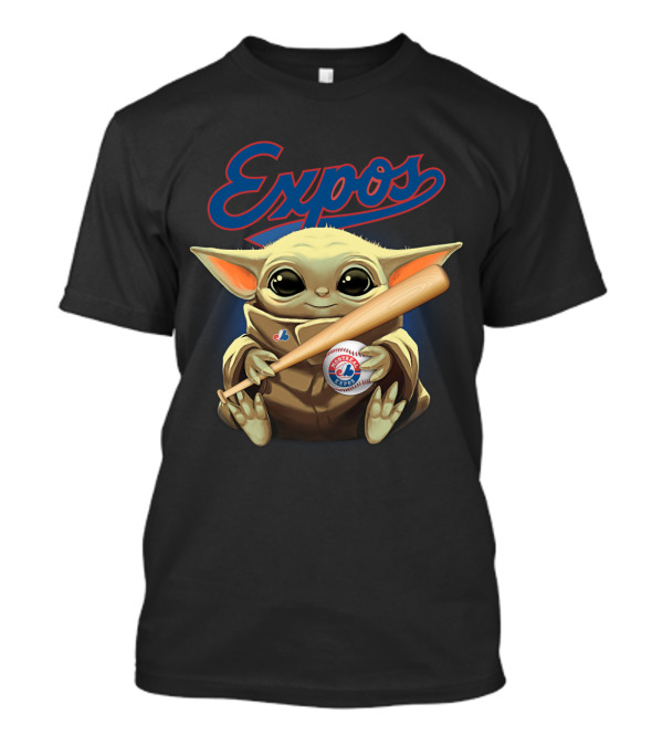 Expos Baseball Baby Yoda Montreal Charm With Bat T-Shirt