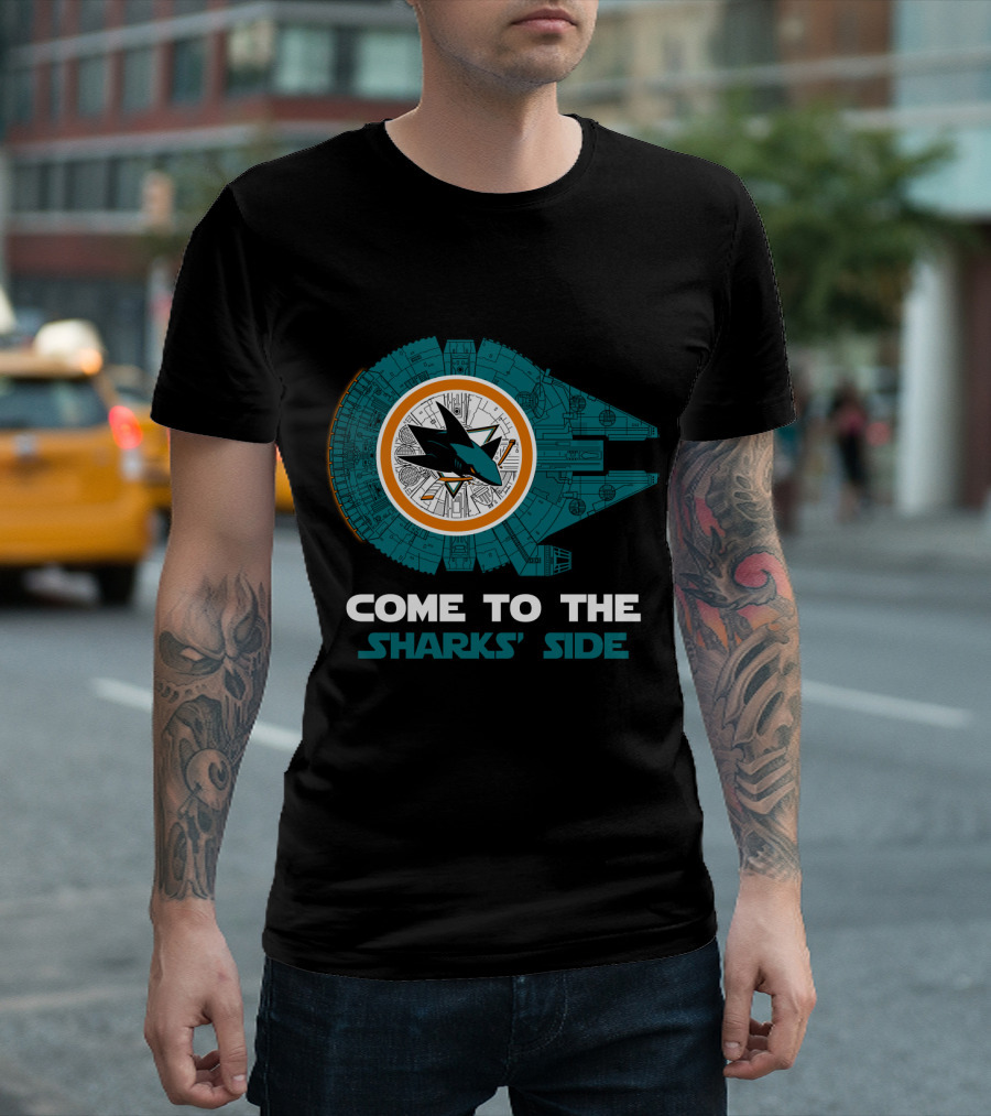 Come To The Sharks' Side San Jose Sharks Millennium Falcon T-Shirt
