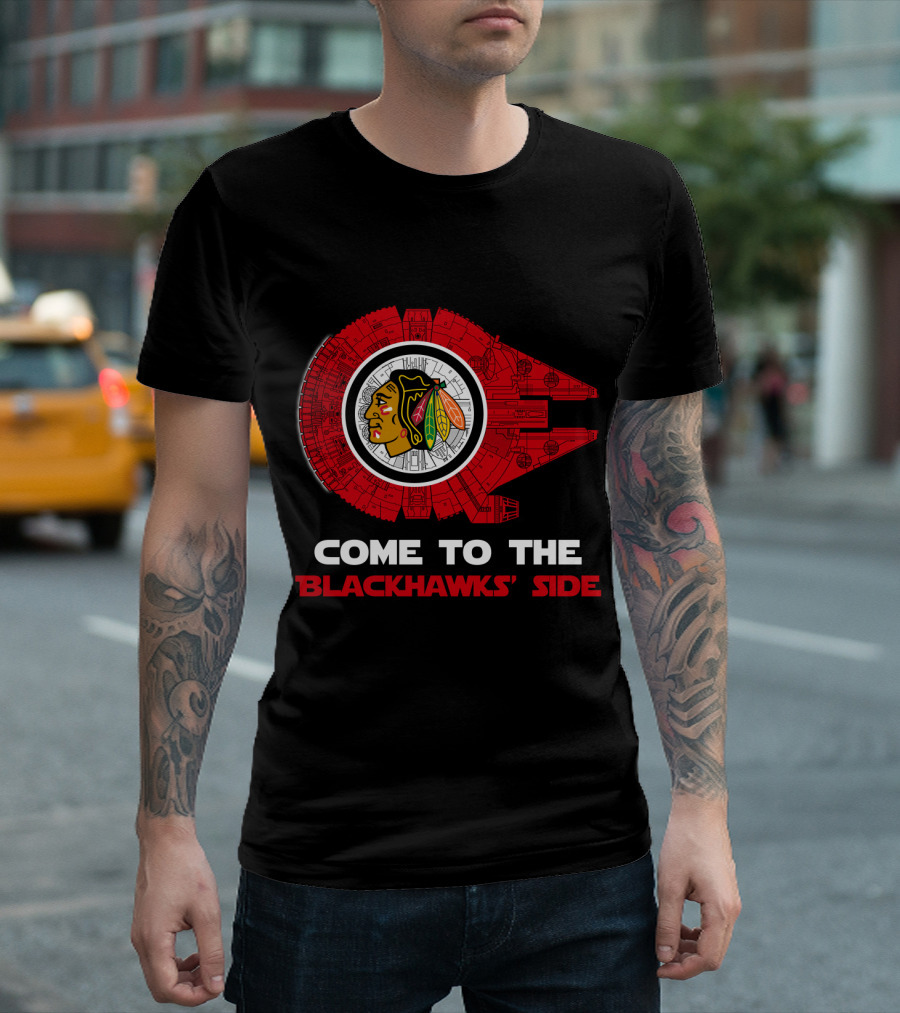 Come To The Blackhawks' Side Millennium Falcon Chicago Blackhawks T-Shirt