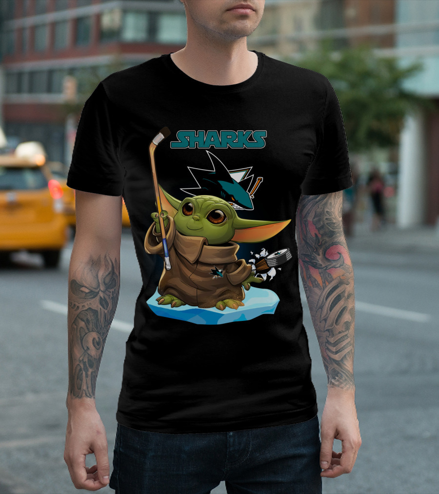 San Jose Sharks Baby Yoda Hockey Puck T-Shirt