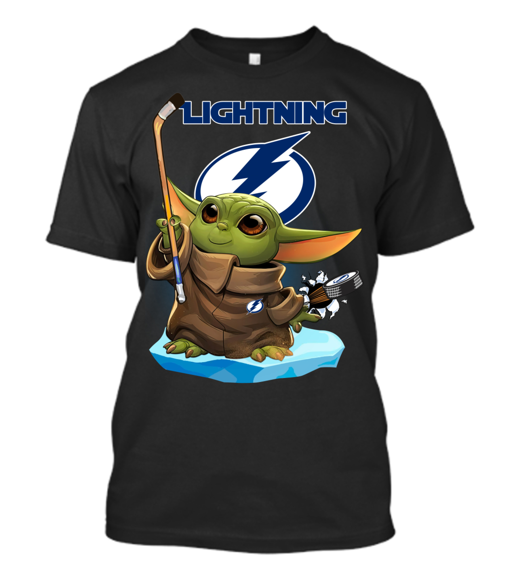 Baby Yoda Hockey Enthusiast Tampa Bay Lightning Nhl Mashup T-Shirt