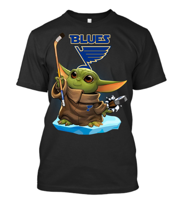 St Louis Blues Baby Yoda Hockey Stick Puck T-Shirt