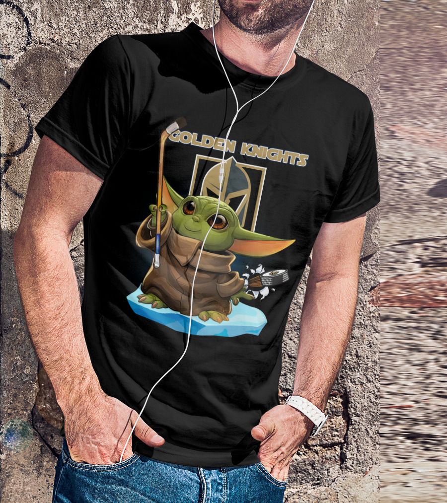 Baby Yoda Golden Knights Hockey T-Shirt