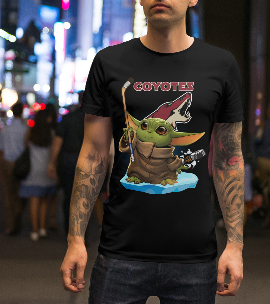 Baby Yoda Coyotes Hockey Fan Art Arizona Team T-Shirt