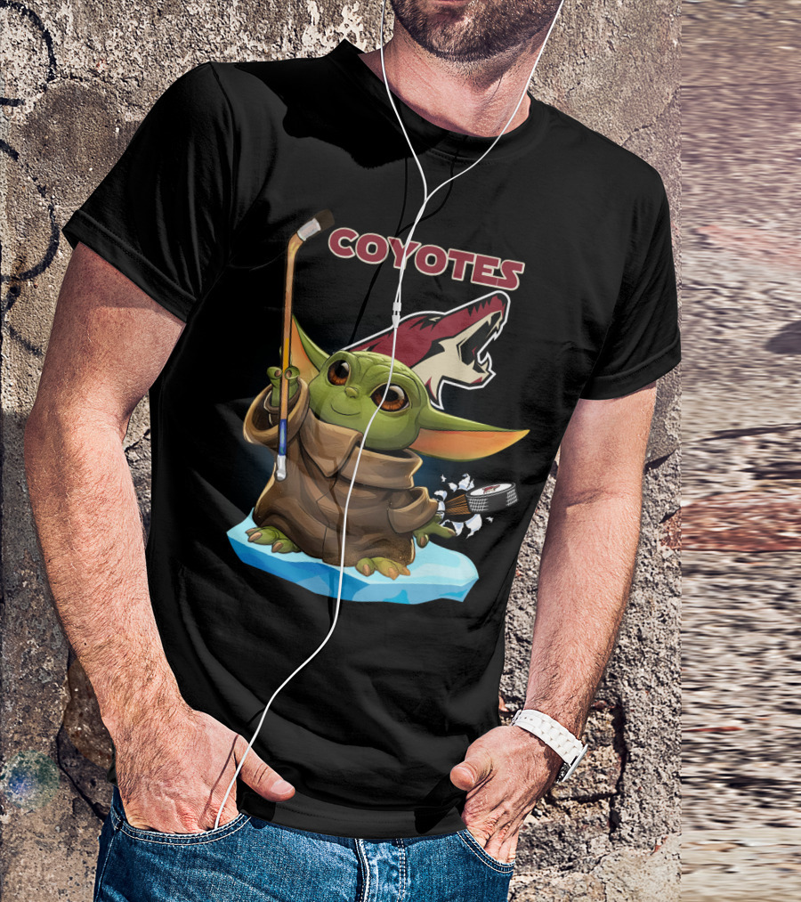 Baby Yoda Coyotes Hockey Fan Art Arizona Team T-Shirt