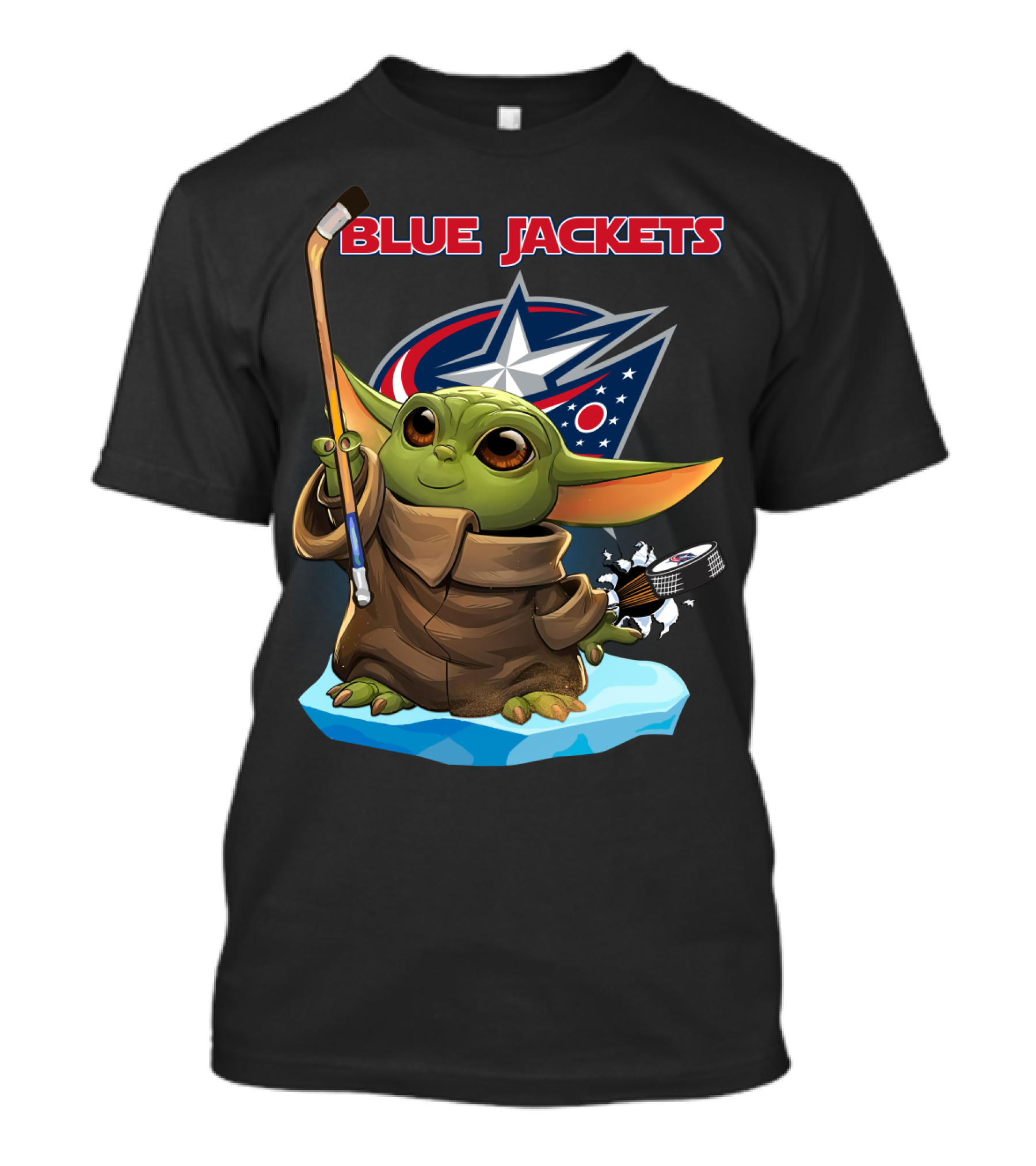 Blue Jackets Baby Yoda Hockey T-Shirt