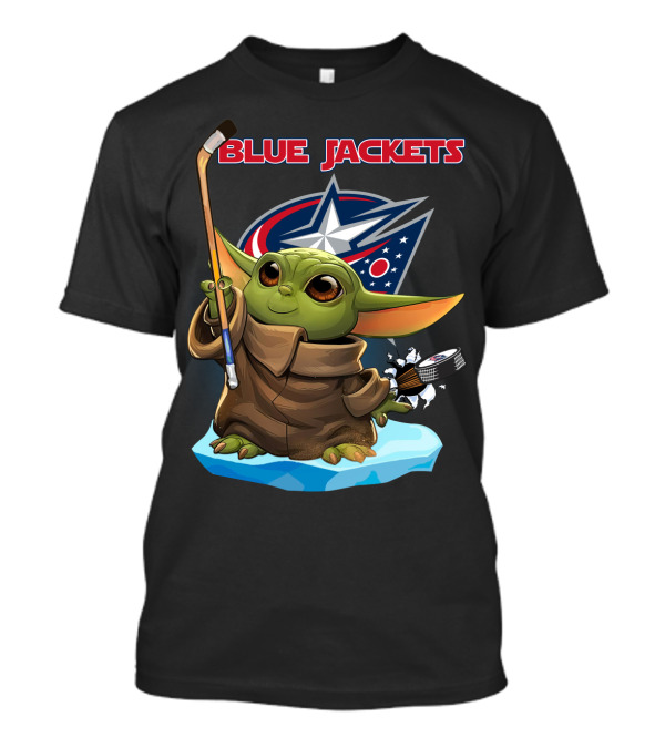Blue Jackets Baby Yoda Hockey T-Shirt