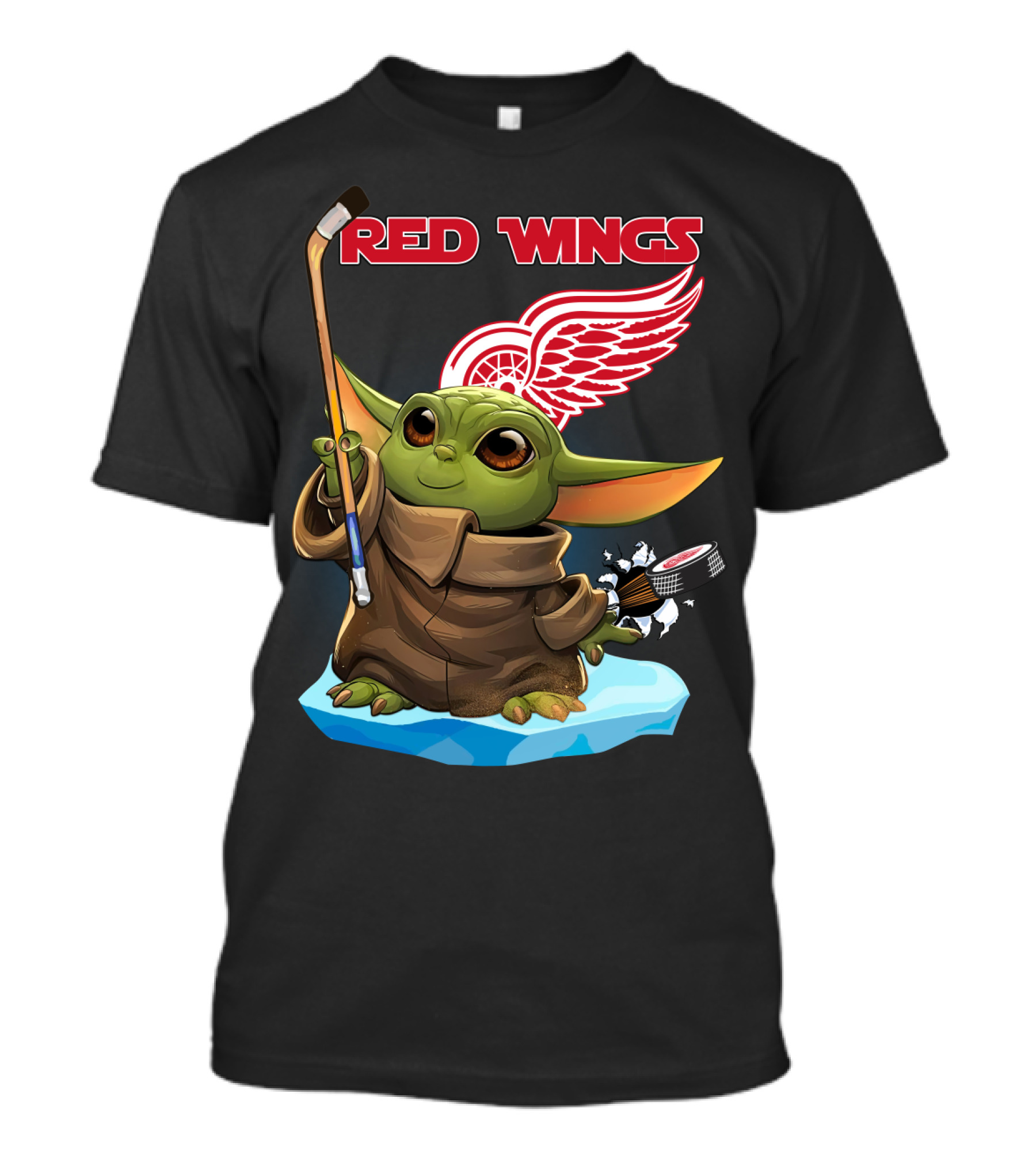 Red Wings Baby Yoda Hockey T-Shirt