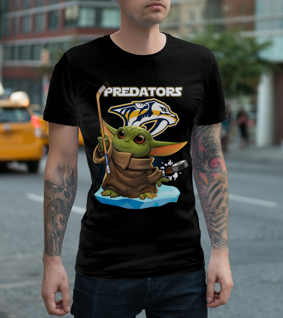 Baby Yoda Predators Hockey Nhl Star Wars Nashville T-Shirt
