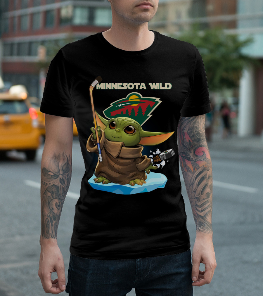 Minnesota Wild Baby Yoda Hockey NHL T-Shirt