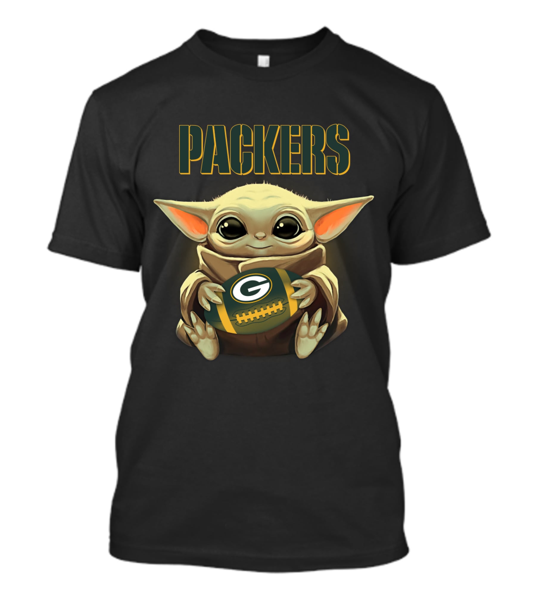 Packers Football Baby Yoda Star Wars Crossover Featuring Green Bay Packers T-Shirt