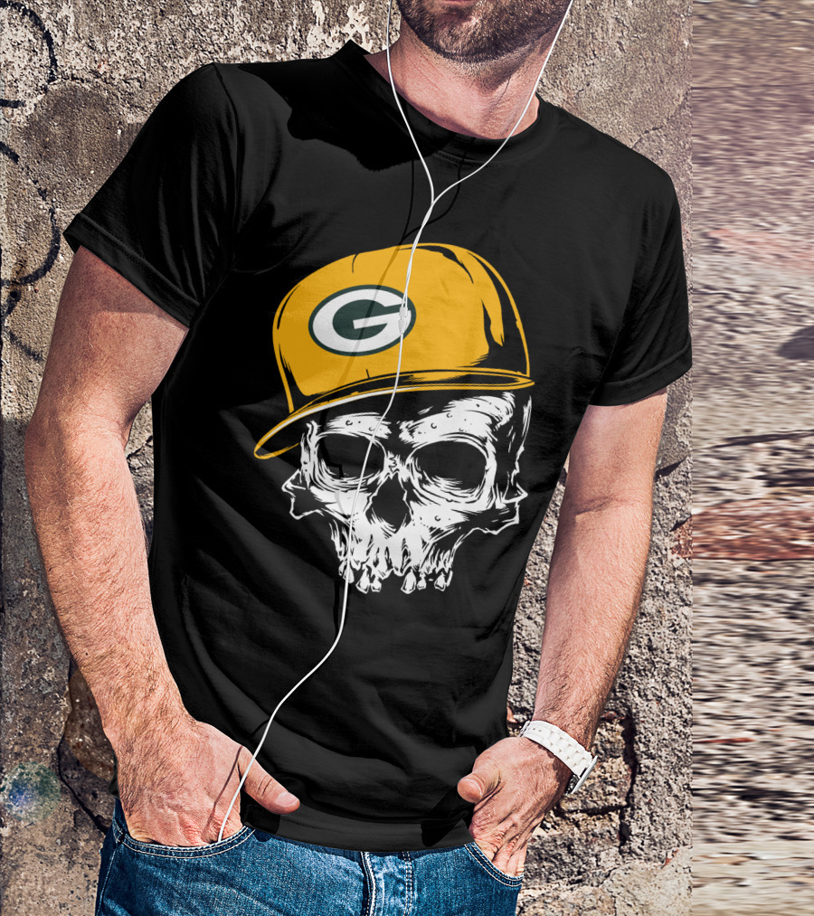 Green Bay Packers Skull With Iconic Cap T-Shirt