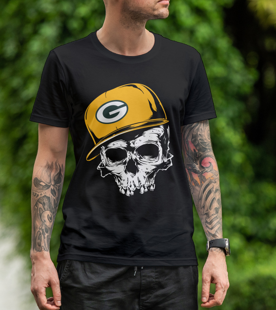 Green Bay Packers Skull With Iconic Cap T-Shirt