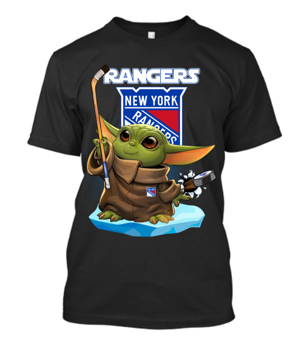 New York Rangers Baby Yoda Hockey Crossover T-Shirt