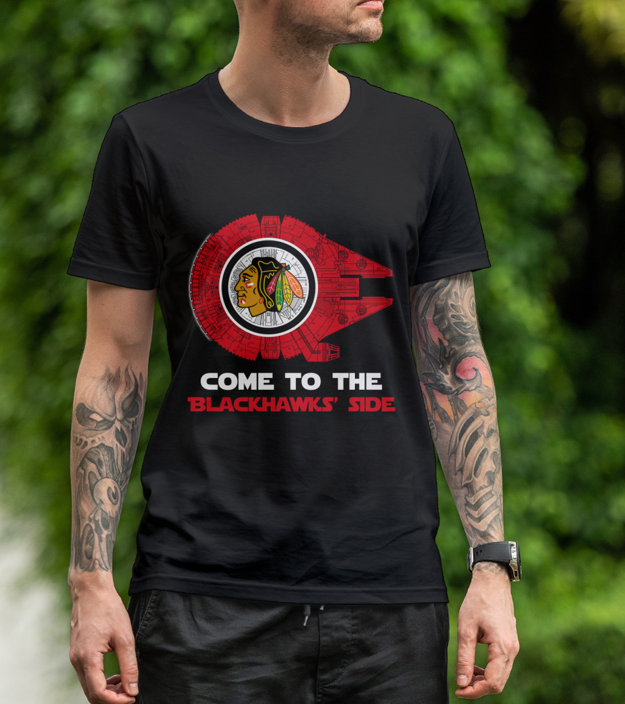 Come To The Blackhawks' Side Millennium Falcon T-Shirt