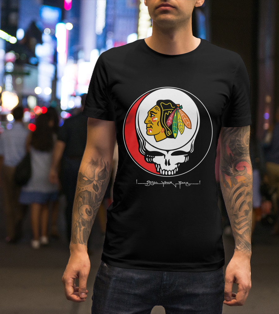 Chicago Blackhawks Steal Your Face Grateful Dead T-Shirt