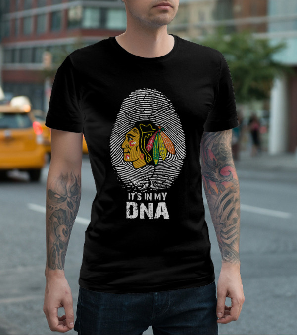Chicago Blackhawks Indian Head It's In My Dna Fingerprint T-Shirt