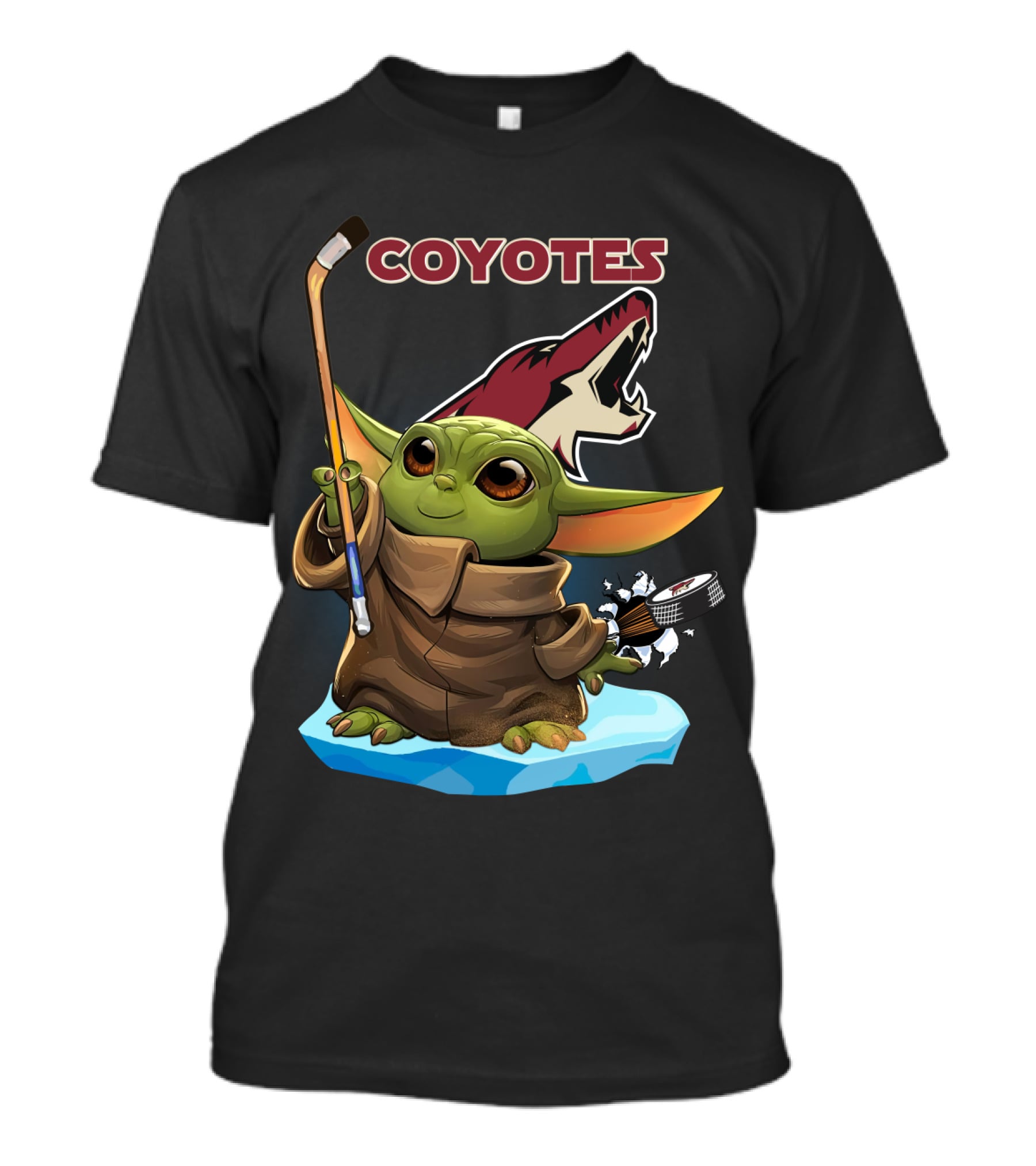 Coyotes Baby Yoda Hockey Puck T-Shirt